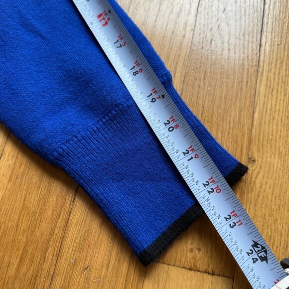 Anthropologie Size L Petite Blue Knit Long Sleeve Half Zip Sweater Mini Dress - Picture 16 of 16